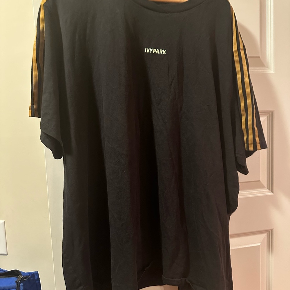IVY PARK Black Tee with Gold Stripes
